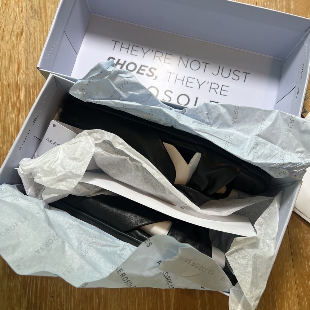Aerosoles Women's Brady Slide Sandal Wedge 10, Black Leather Ret $90 - Picture 10 of 11